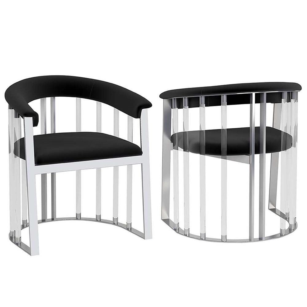Chintaly - TRISHA - Contemporary Steel & Solid Acrylic Arm Chair - 1 Per Box - TRISHA-AC-CHM-BLK veiw 2