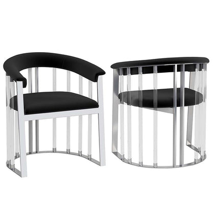 Chintaly - TRISHA - Contemporary Steel & Solid Acrylic Arm Chair - 1 Per Box - TRISHA-AC-CHM-BLK veiw 2