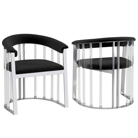 Chintaly - TRISHA - Contemporary Steel & Solid Acrylic Arm Chair - 1 Per Box - TRISHA-AC-CHM-BLK veiw 2