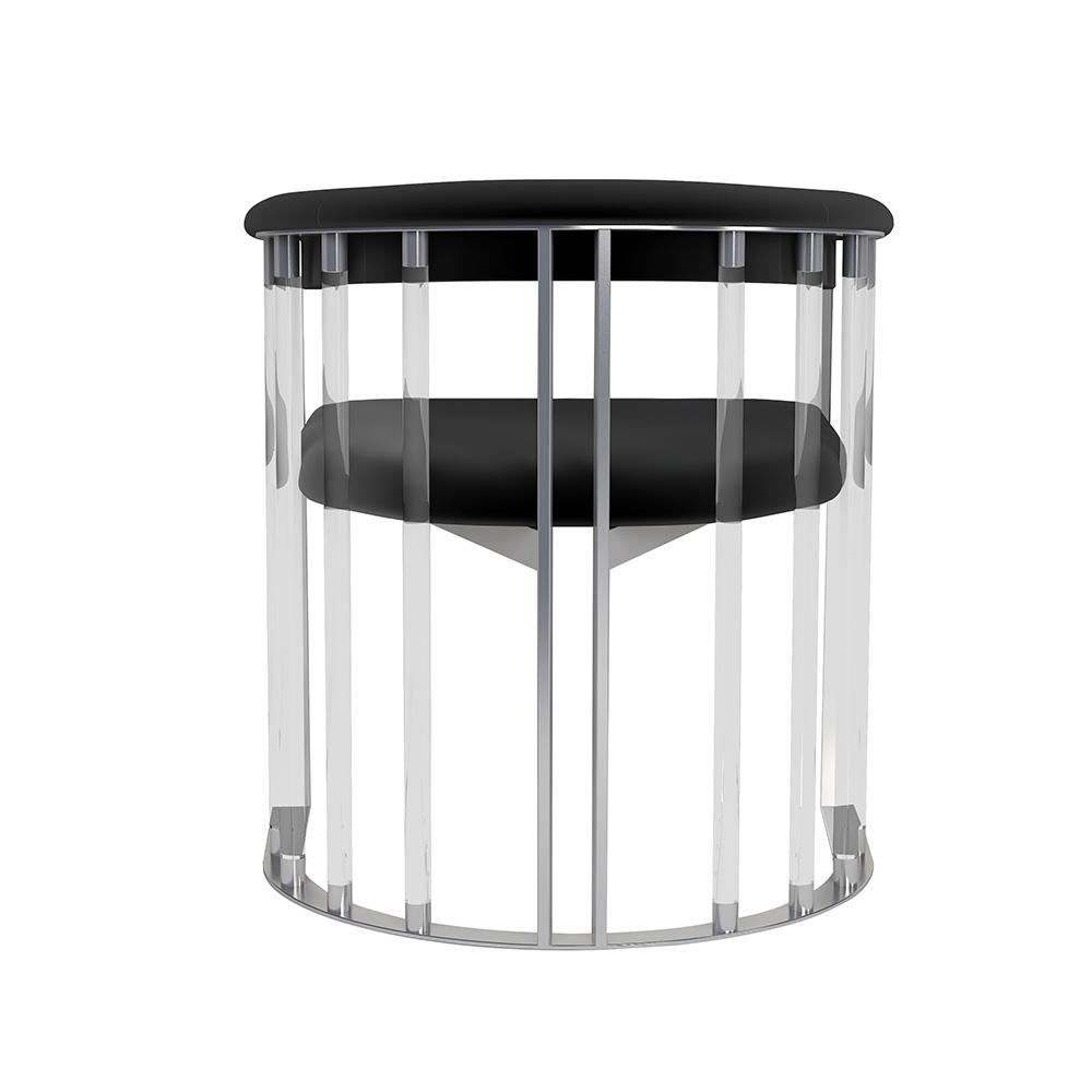 Chintaly - TRISHA - Contemporary Steel & Solid Acrylic Arm Chair - 1 Per Box - TRISHA-AC-CHM-BLK veiw 3