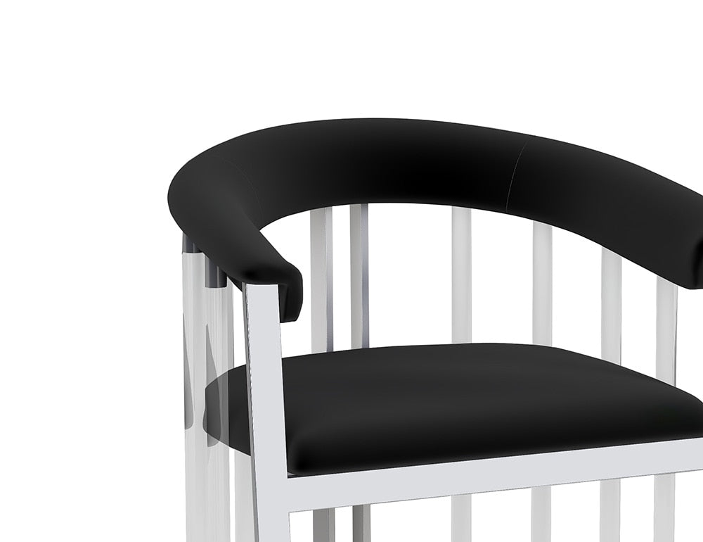 Chintaly - TRISHA - Contemporary Steel & Solid Acrylic Arm Chair - 1 Per Box - TRISHA-AC-CHM-BLK veiw 4