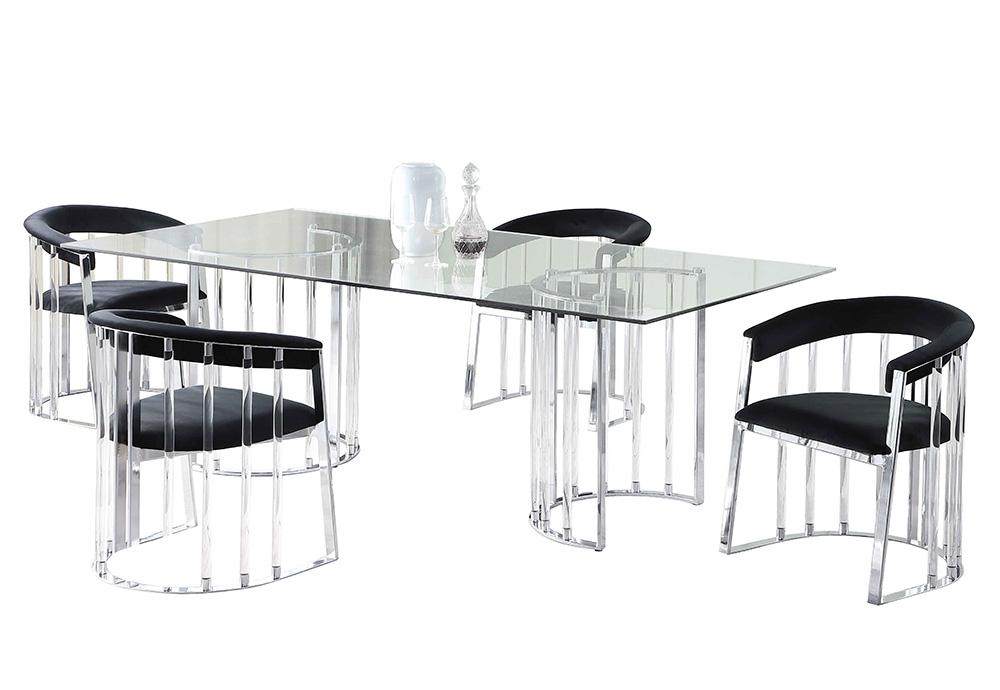 Chintaly - TRISHA - Dining set w/ 36inx 60in Glass Top Table & Acrylic Arm Chairs - TRISHA-5PC-3660 veiw 1