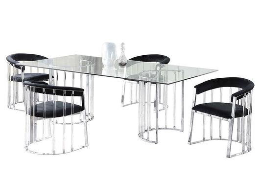 Chintaly - TRISHA - Dining set w/ 36inx 60in Glass Top Table & Acrylic Arm Chairs - TRISHA-5PC-3660 veiw 1