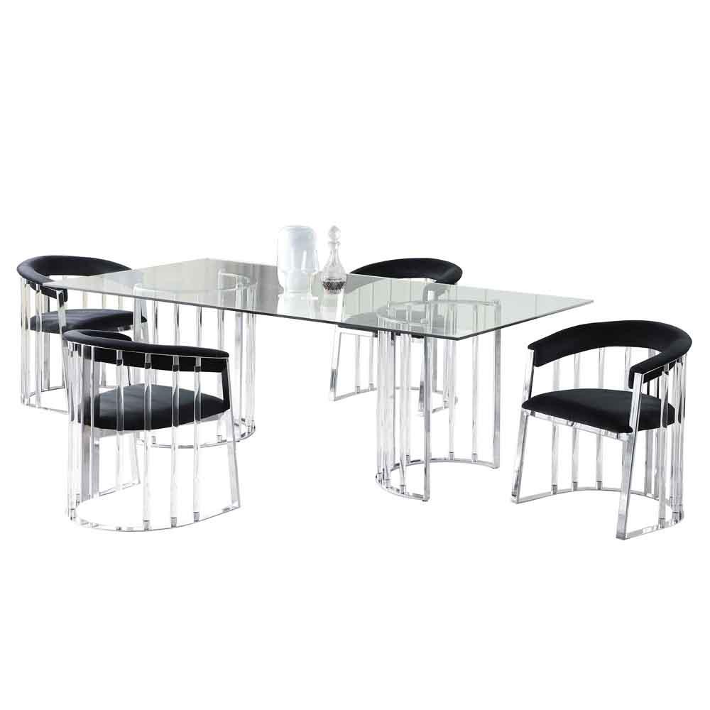 Chintaly - TRISHA - Dining set w/ 42inx 72in Glass Top Table & Acrylic Arm Chairs - TRISHA-5PC-4272 veiw 1