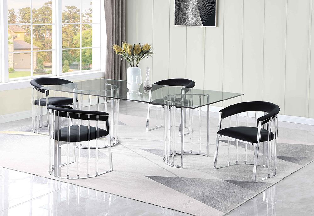 Chintaly - TRISHA - Dining set w/ 42inx 72in Glass Top Table & Acrylic Arm Chairs - TRISHA-5PC-4272 veiw 6
