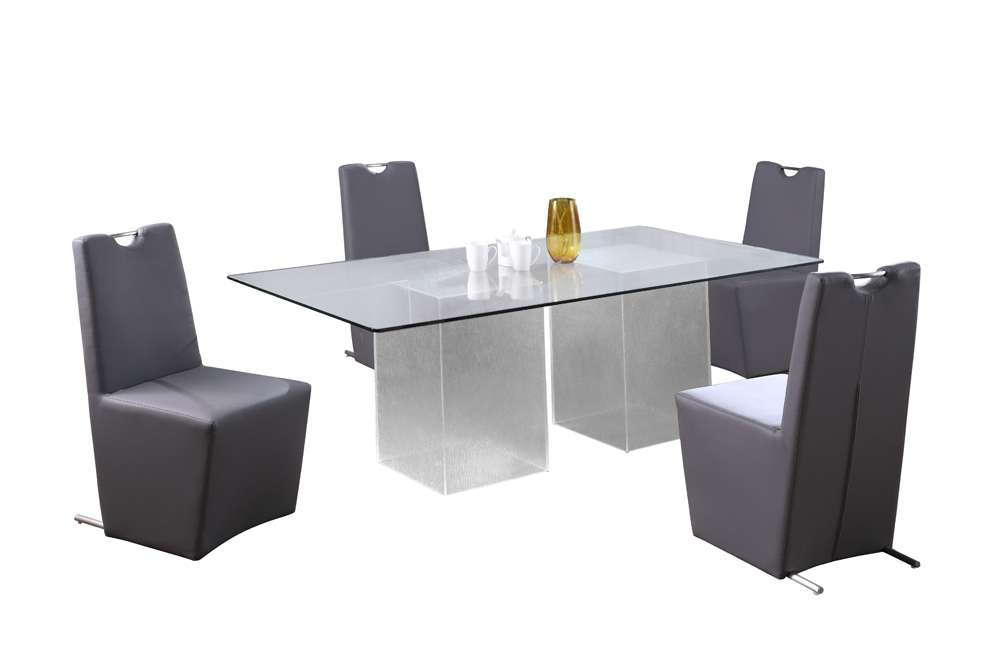 Chintaly - Valerie - Contemporary Dining Set w/ 72in Rectangular Glass Table & 4 Handle Back Chairs - VALERIE-EVIE-5PC-RCT-4272 veiw 1