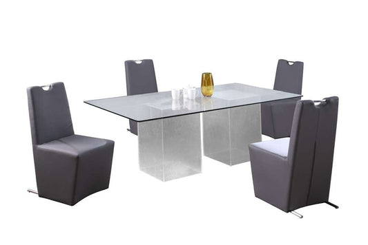 Chintaly - Valerie - Contemporary Dining Set w/ 72in Rectangular Glass Table & 4 Handle Back Chairs - VALERIE-EVIE-5PC-RCT-4272 veiw 1