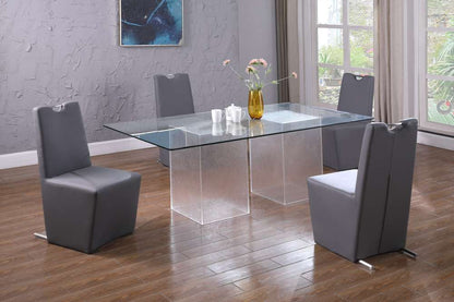 Chintaly - Valerie - Contemporary Dining Set w/ 72in Rectangular Glass Table & 4 Handle Back Chairs - VALERIE-EVIE-5PC-RCT-4272 veiw 2