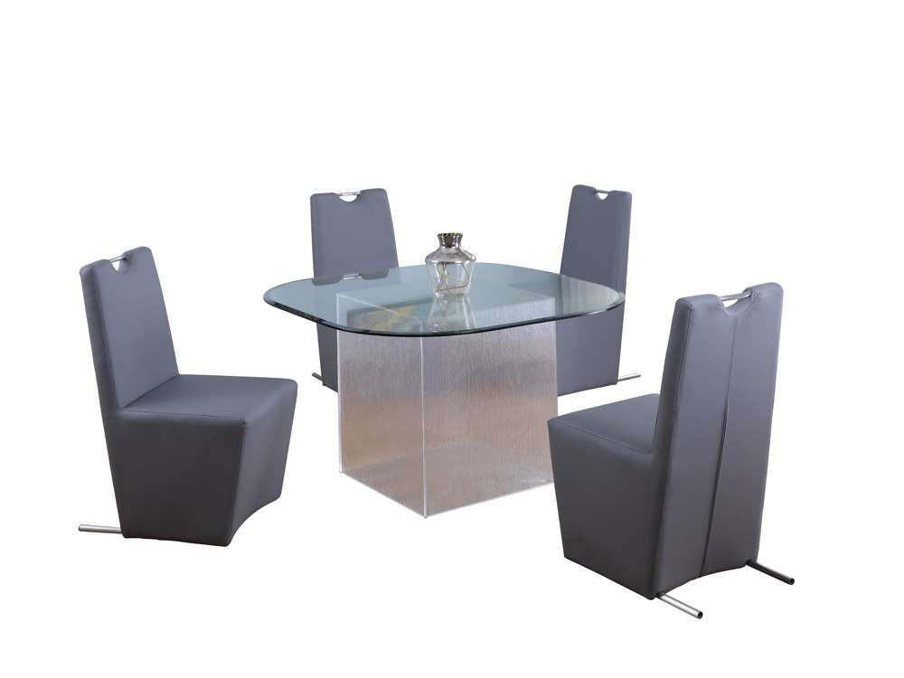 Chintaly - Valerie - Contemporary Dining Set w/ Round Glass Table & Chairs - VALERIE-EVIE-5PC-RND veiw 1