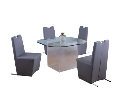 Chintaly - Valerie - Contemporary Dining Set w/ Round Glass Table & Chairs - VALERIE-EVIE-5PC-RND veiw 1