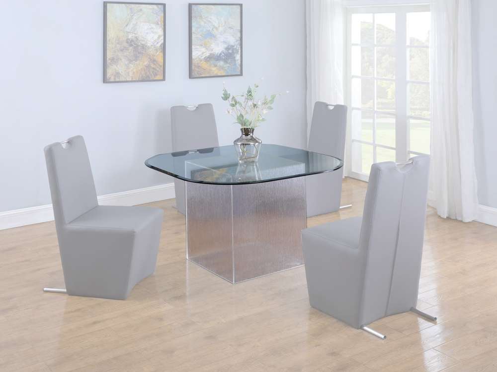 Chintaly - Valerie Contemporary Dining Table w/ Surfboard Glass Top - VALERIE-DT-SB-48 veiw 1