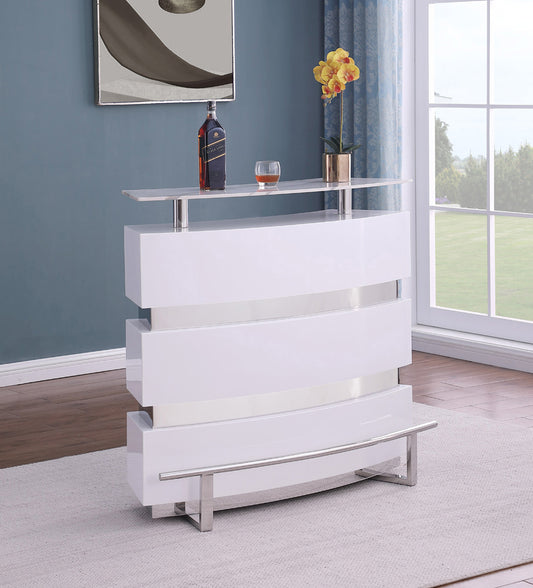 Chintaly - Xenia Wooden & Stainless Steel Bar w/ Ceramic Top - XENIA-BAR-WHT-CER