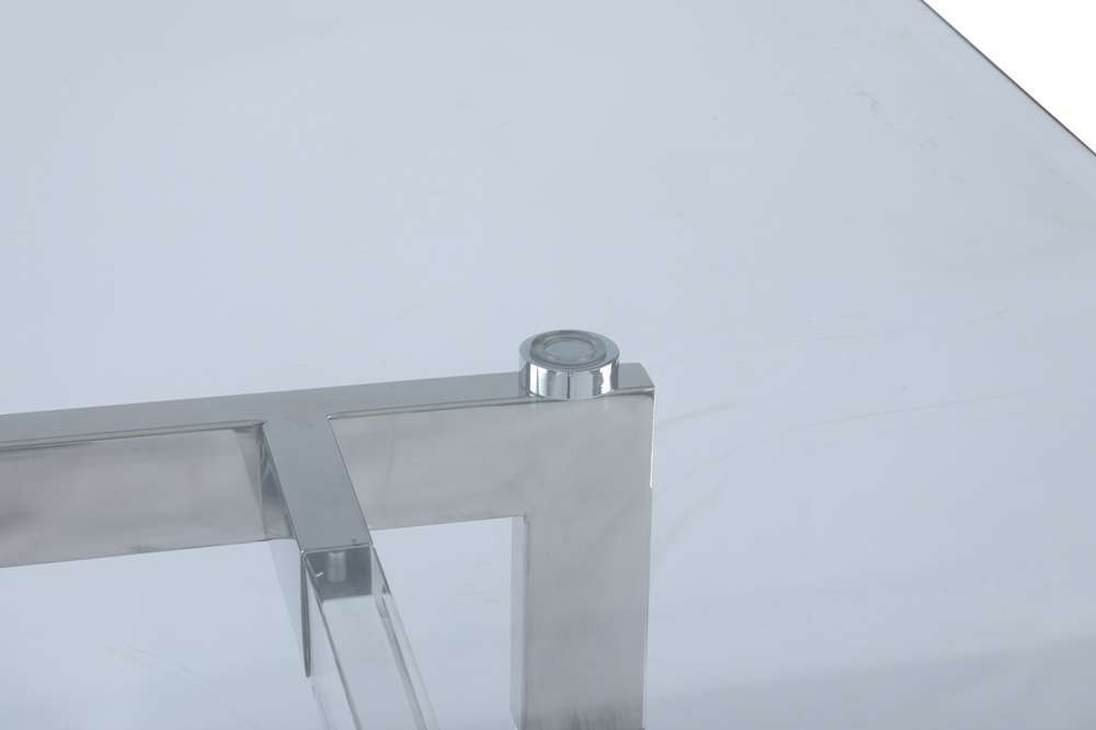 Chintaly - Yasmin Contemporary 42inx 72in Glass Dining Table w/ Floating Acrylic Base & Steel Accents - YASMIN-DT-4272 veiw 4