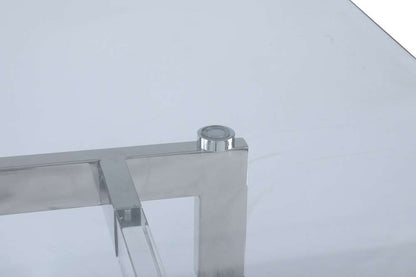 Chintaly - Yasmin Contemporary 42inx 72in Glass Dining Table w/ Floating Acrylic Base & Steel Accents - YASMIN-DT-4272 veiw 4