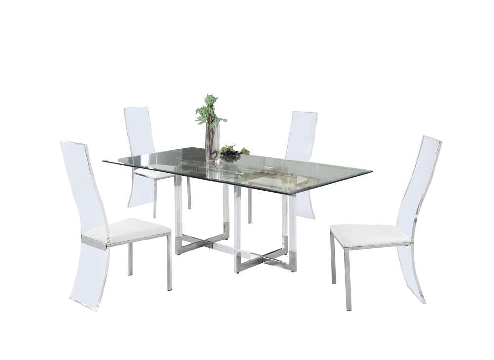 Chintaly - Yasmin - Contemporary Dining Set w/ 42inx 72in Glass Table & 4 Chairs - YASMIN-4272-LAYLA-5PC veiw 1