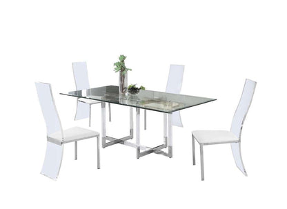 Chintaly - Yasmin - Contemporary Dining Set w/ 42inx 72in Glass Table & 4 Chairs - YASMIN-4272-LAYLA-5PC veiw 1