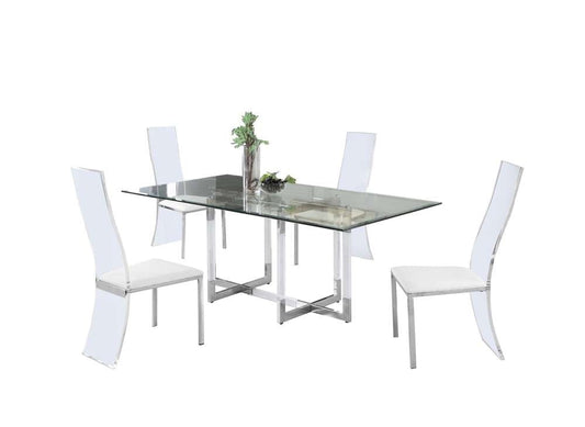 Chintaly - Yasmin - Contemporary Dining Set w/ 42inx 72in Glass Table & 4 Chairs - YASMIN-4272-LAYLA-5PC veiw 1