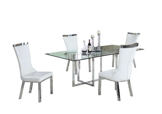 Chintaly - Yasmin - Contemporary Dining Set w/ 42inx 72in Glass Table & 4 Side Chairs - YASMIN-4272-ADELLE-5PC veiw 1