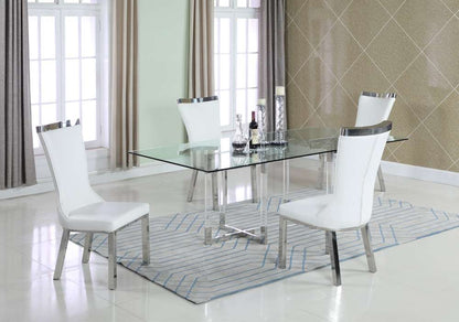 Chintaly - Yasmin - Contemporary Dining Set w/ 42inx 72in Glass Table & 4 Side Chairs - YASMIN-4272-ADELLE-5PC veiw 2