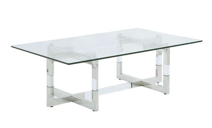 Chintaly - Yasmin Contemporary Glass Cocktail Table w/ Acrylic Floating Base - YASMIN-CT veiw 1