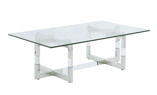 Chintaly - Yasmin Contemporary Glass Cocktail Table w/ Acrylic Floating Base - YASMIN-CT veiw 1