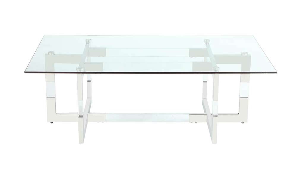 Chintaly - Yasmin Contemporary Glass Cocktail Table w/ Acrylic Floating Base - YASMIN-CT veiw 2