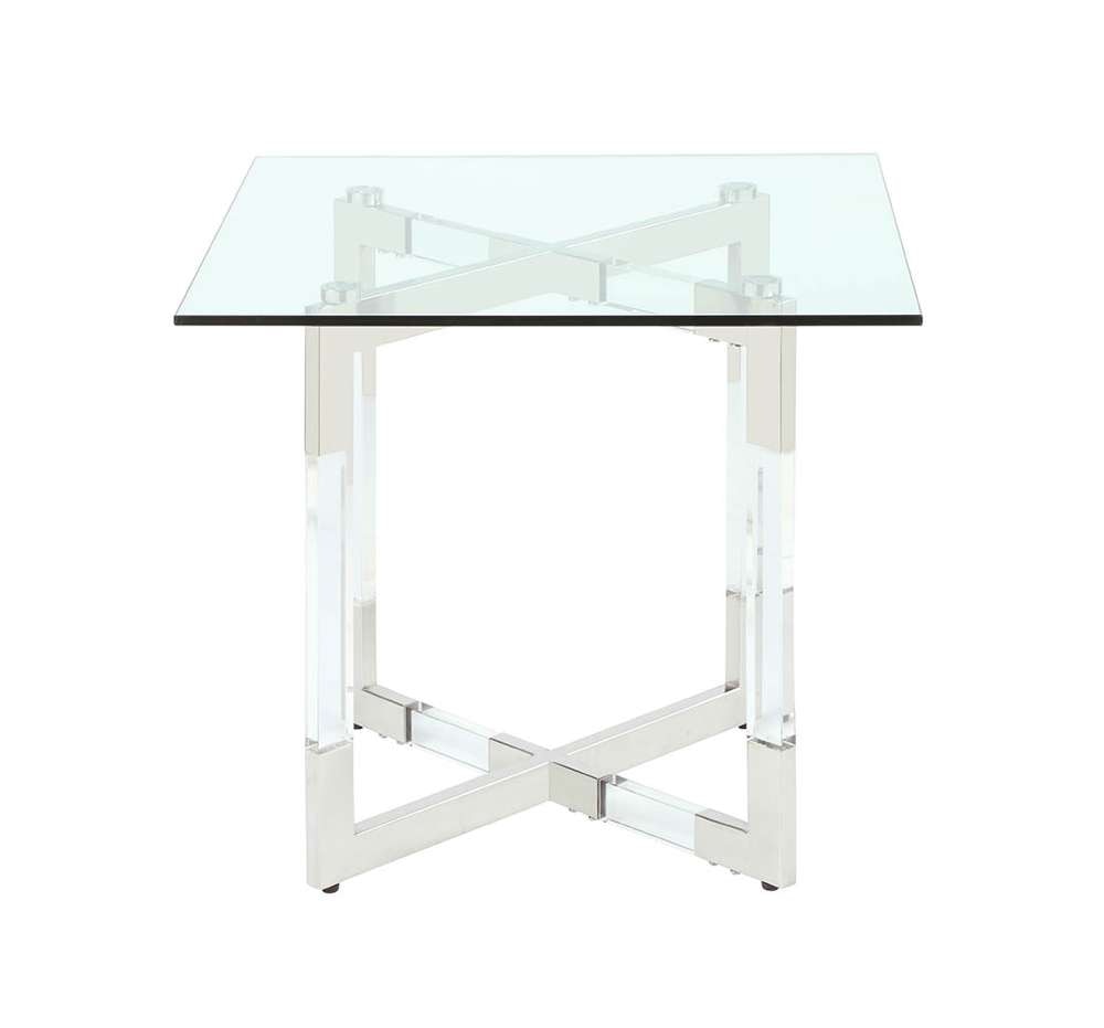Chintaly - Yasmin Contemporary Glass Lamp Table w/ Acrylic Floating Base - YASMIN-LT veiw 2