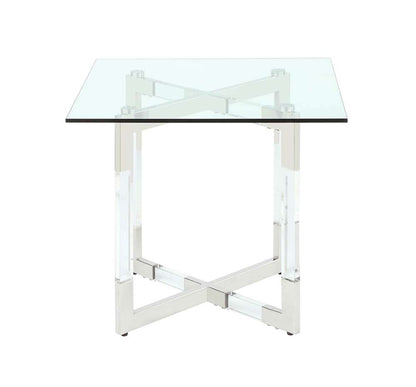 Chintaly - Yasmin Contemporary Glass Lamp Table w/ Acrylic Floating Base - YASMIN-LT veiw 2