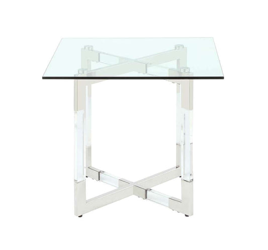 Chintaly - Yasmin Contemporary Glass Lamp Table w/ Acrylic Floating Base - YASMIN-LT veiw 2