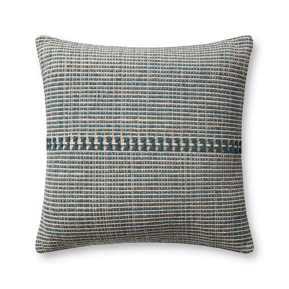 Chris Loves Julia x Loloi - Harvey Blue  / Natural 22 x 22 Cover w/Poly Pillow - PSETPCJ0018BBNAPIL3 veiw 1