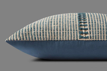 Chris Loves Julia x Loloi - Harvey Blue  / Natural 22 x 22 Cover w/Poly Pillow - PSETPCJ0018BBNAPIL3 veiw 3
