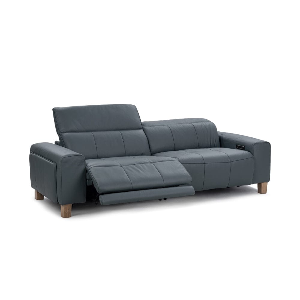 Classic Home - Alea Zero Gravity Power Recliner Upholstered Leather Sofa - Smoke Blue - 2223SF11
