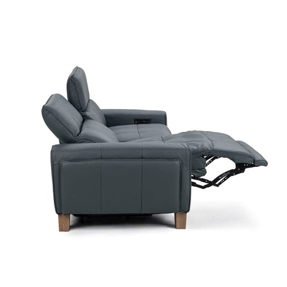 Classic Home - Alea Zero Gravity Power Recliner Upholstered Leather Sofa - Smoke Blue - 2223SF11