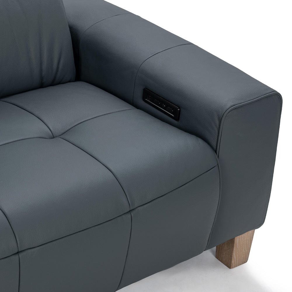Classic Home - Alea Zero Gravity Power Recliner Upholstered Leather Sofa - Smoke Blue - 2223SF11