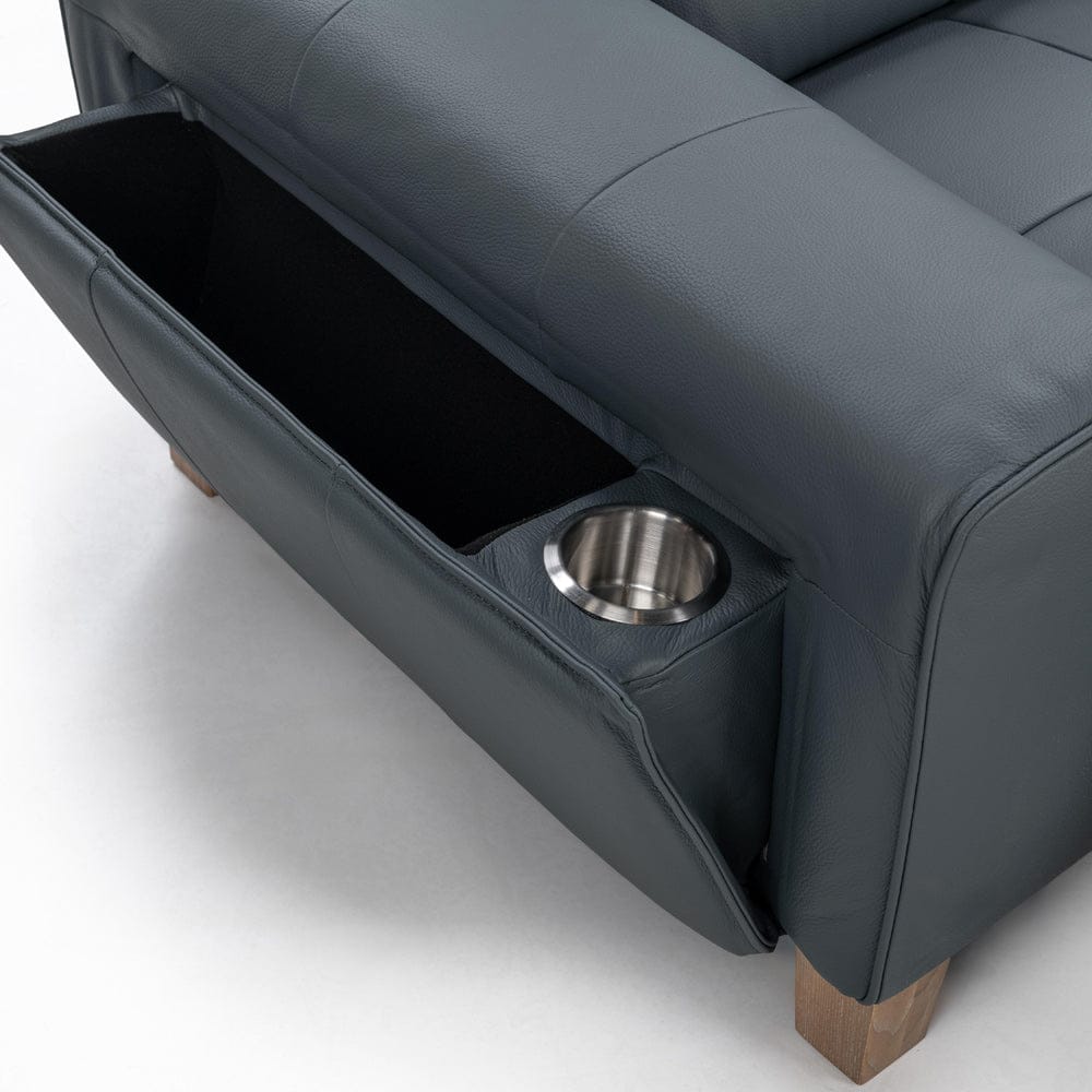Classic Home - Alea Zero Gravity Power Recliner Upholstered Leather Sofa - Smoke Blue - 2223SF11