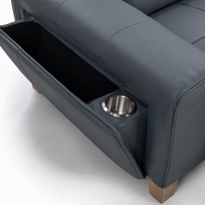 Classic Home - Alea Zero Gravity Power Recliner Upholstered Leather Sofa - Smoke Blue - 2223SF11