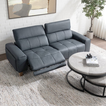 Classic Home - Alea Zero Gravity Power Recliner Upholstered Leather Sofa - Smoke Blue - 2223SF11