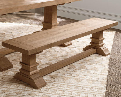 Classic Home  - Allegra Reclaimed Pine Wood Dining Bench - Natural - 53006343 veiw 7