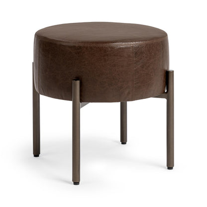 Classic Home - Ameica Top Grain Leather Accent Stool - Cocoa Brown - 53002145 view 2