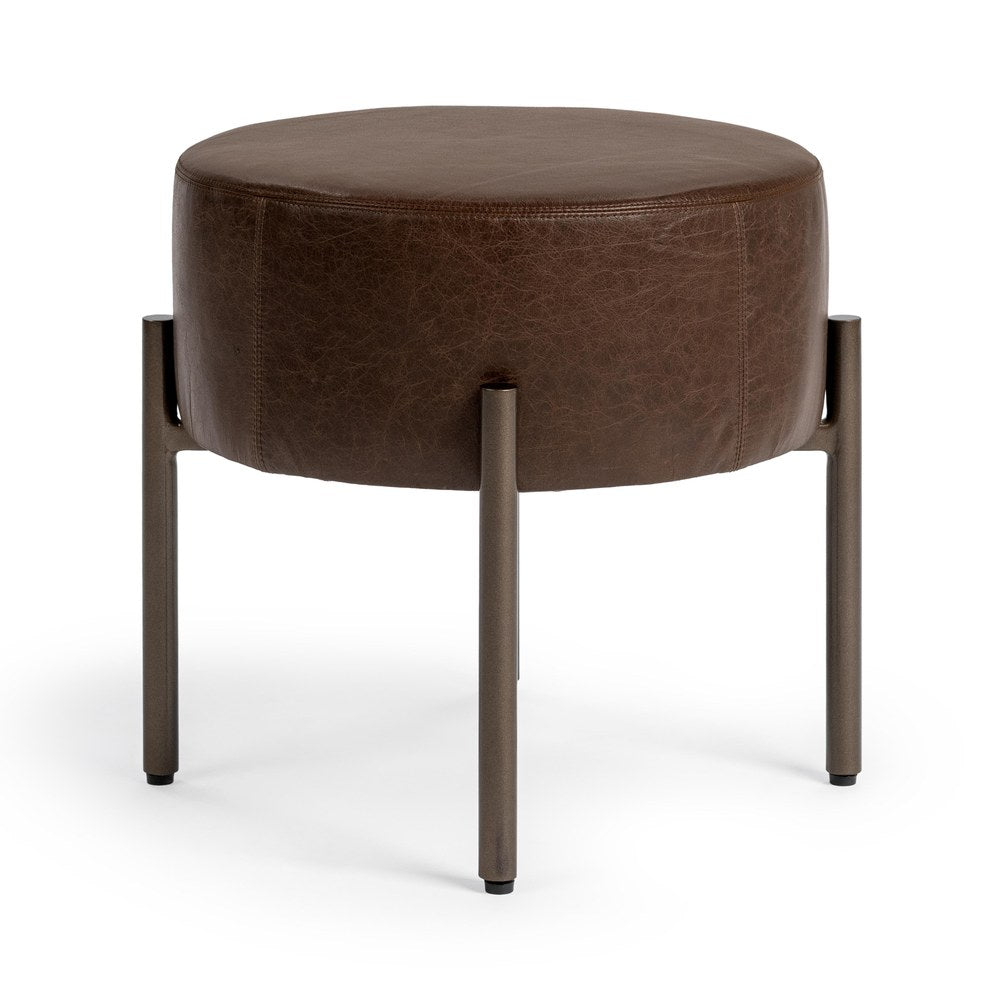 Classic Home - Ameica Top Grain Leather Accent Stool - Cocoa Brown - 53002145 view 3