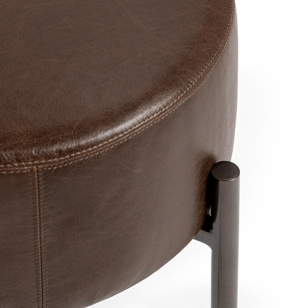 Classic Home - Ameica Top Grain Leather Accent Stool - Cocoa Brown - 53002145 view 4
