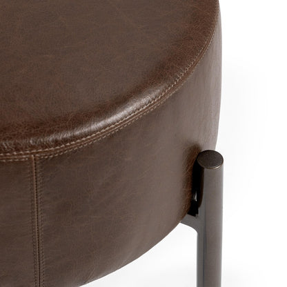 Classic Home - Ameica Top Grain Leather Accent Stool - Cocoa Brown - 53002145 view 4