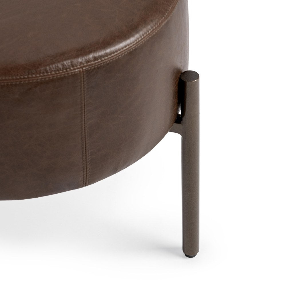 Classic Home - Ameica Top Grain Leather Accent Stool - Cocoa Brown - 53002145 view 5