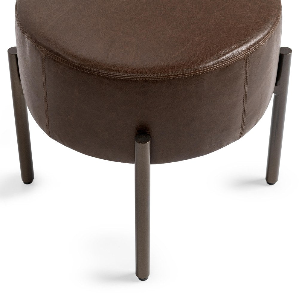 Classic Home - Ameica Top Grain Leather Accent Stool - Cocoa Brown - 53002145 view 6