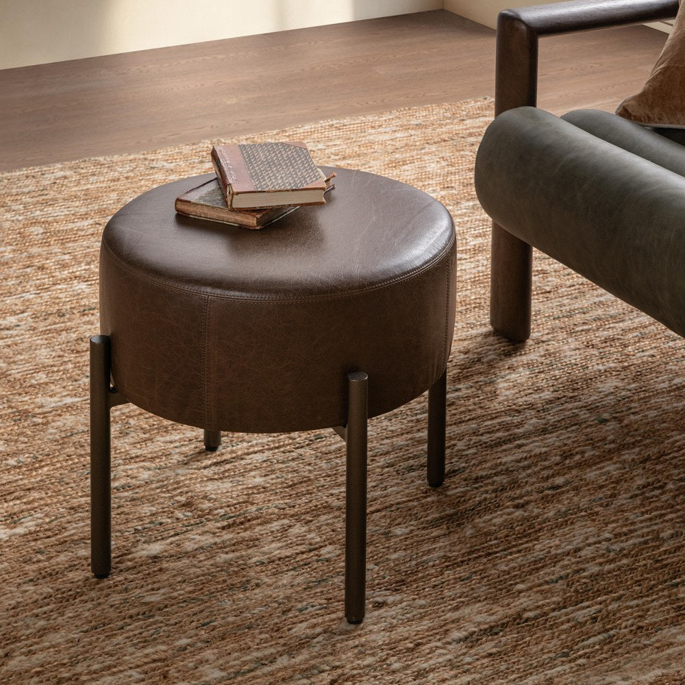 Classic Home - Ameica Top Grain Leather Accent Stool - Cocoa Brown - 53002145 view 7
