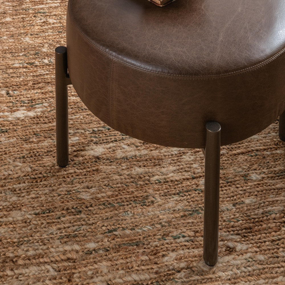 Classic Home - Ameica Top Grain Leather Accent Stool - Cocoa Brown - 53002145 view 8