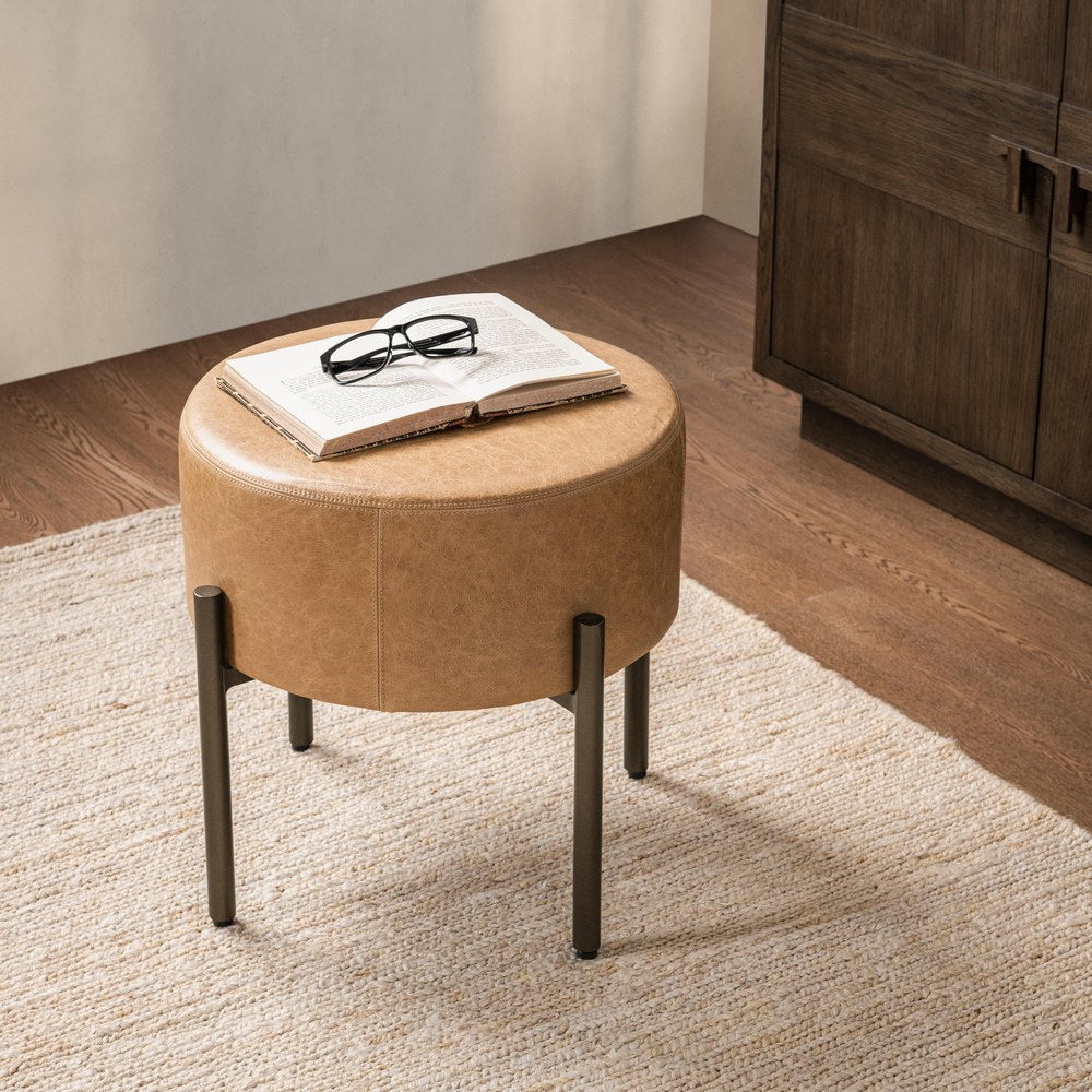 Classic Home - Ameica Top Grain Leather Accent Stool - Sedona Brown - 53002156 view 7