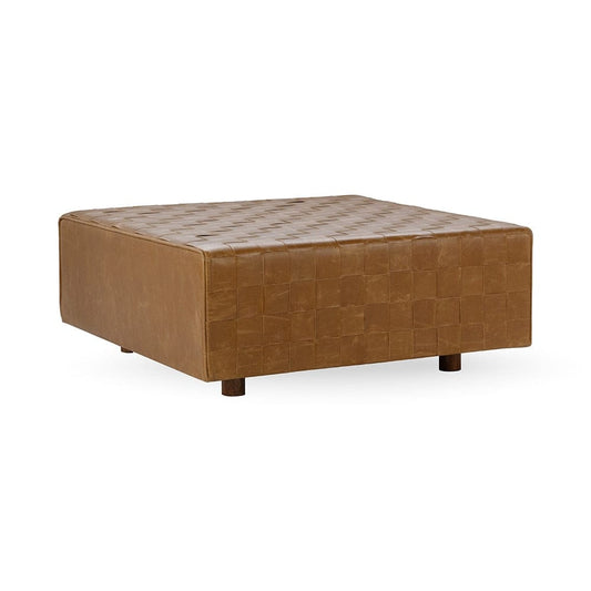 Classic Home  - Aristo Leather Square Cocktail Ottoman - Chestnut - 53002094 veiw 1