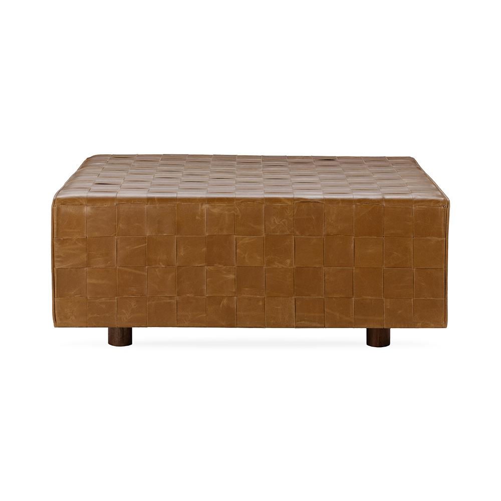 Classic Home  - Aristo Leather Square Cocktail Ottoman - Chestnut - 53002094 veiw 2