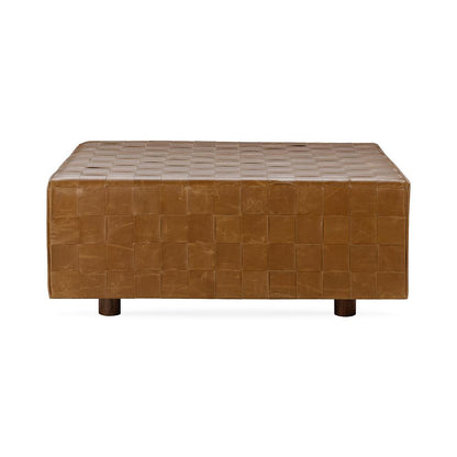 Classic Home  - Aristo Leather Square Cocktail Ottoman - Chestnut - 53002094 veiw 2